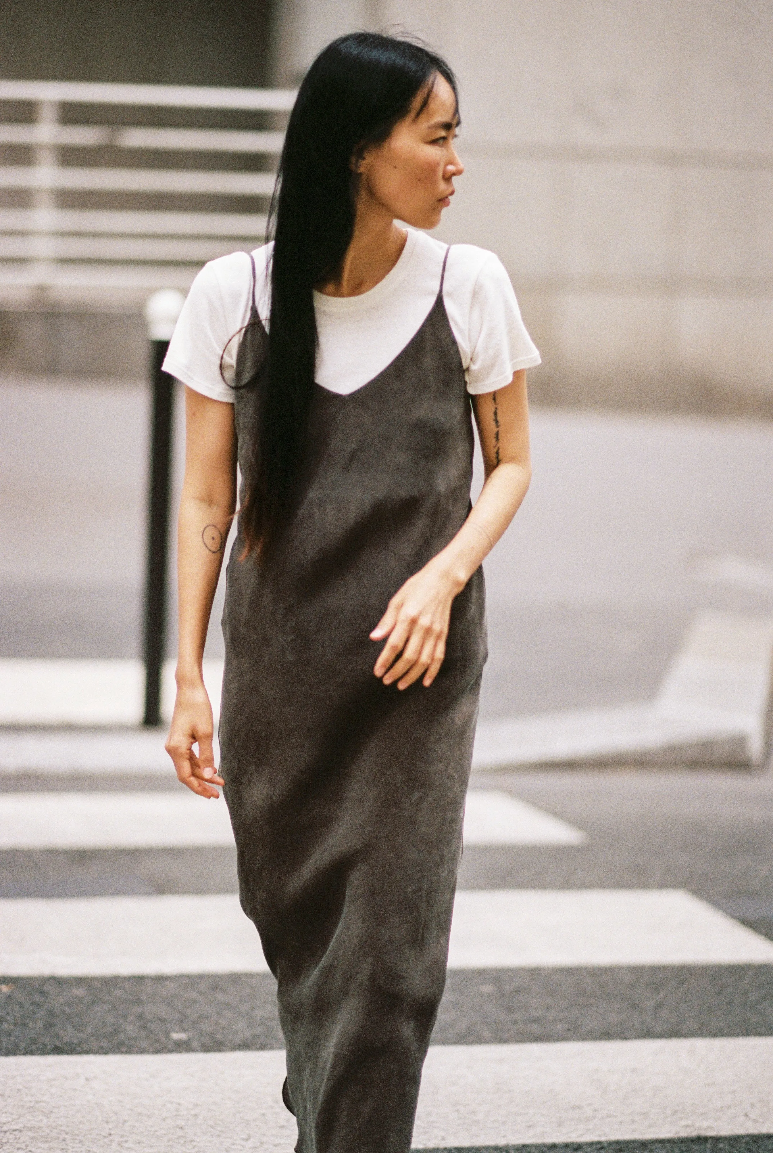 Anaise Slip Dress, Japanese Cupro, Walnut