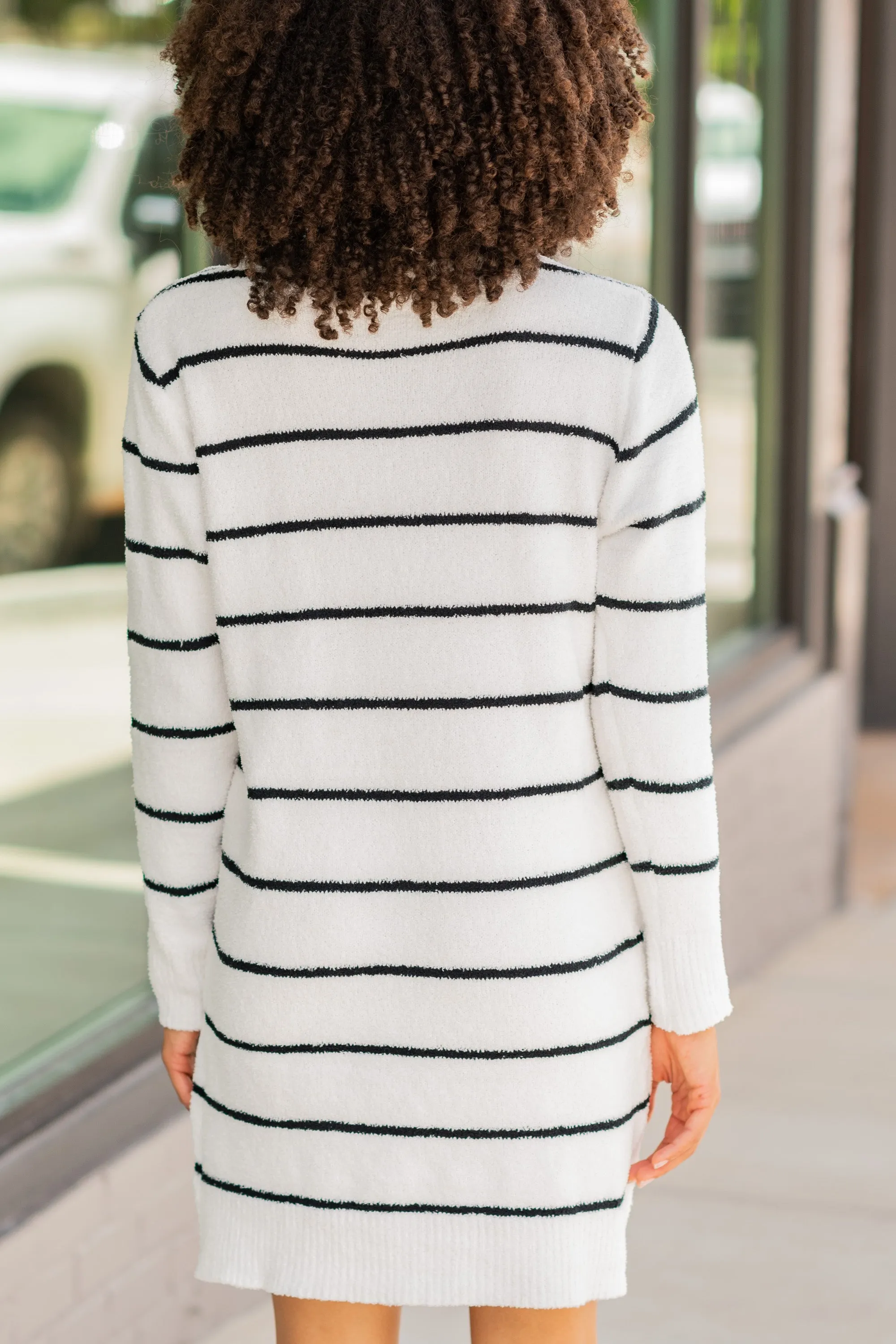 Answer The Call White Striped Sweater Dress