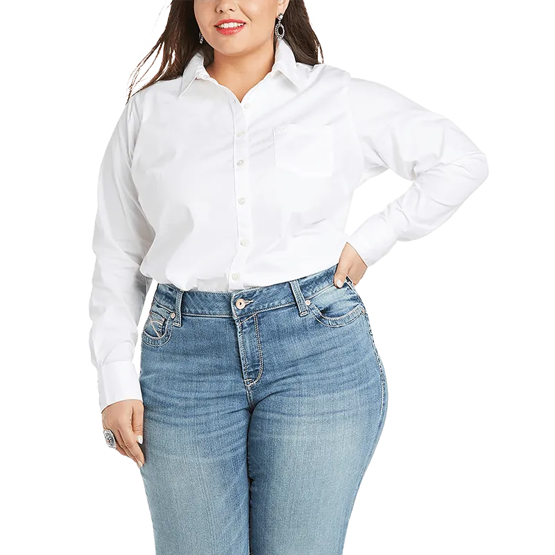 Ariat Ladies Kirby Stretch White Button-up Shirt - Plus