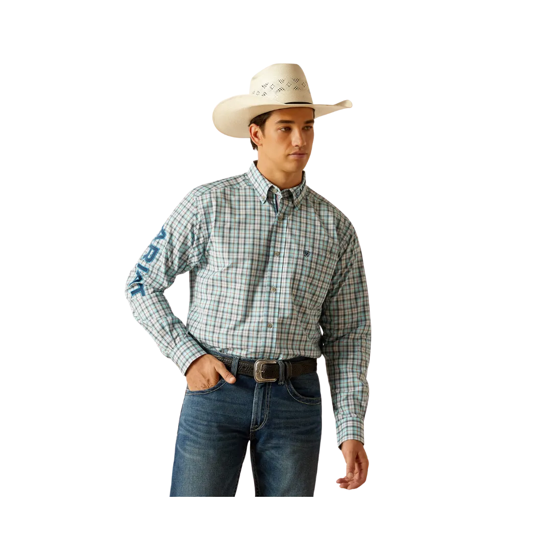 Ariat Men's Pro Series Team Lawrence Classic Fit Aqua Shirt