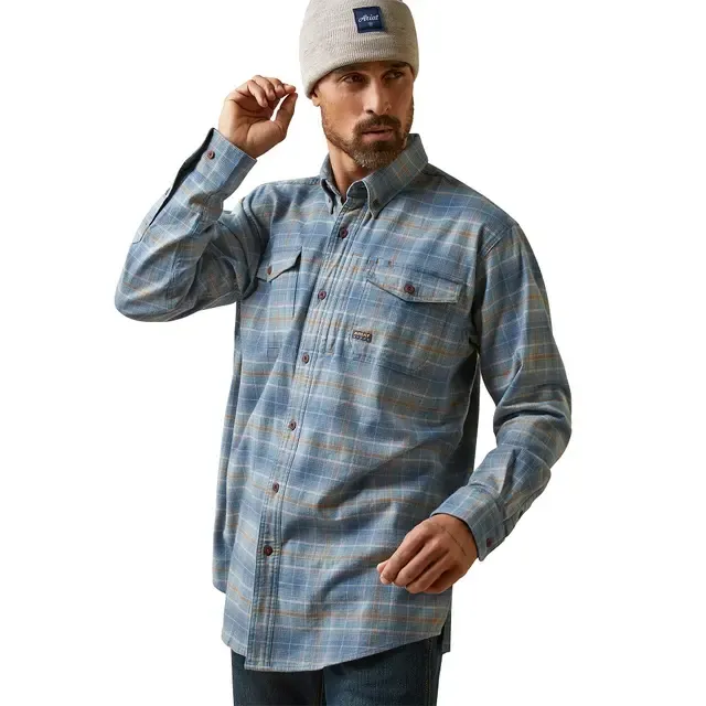 Ariat Rebar Flannel Distressed Long Sleeve Plaid Shirt