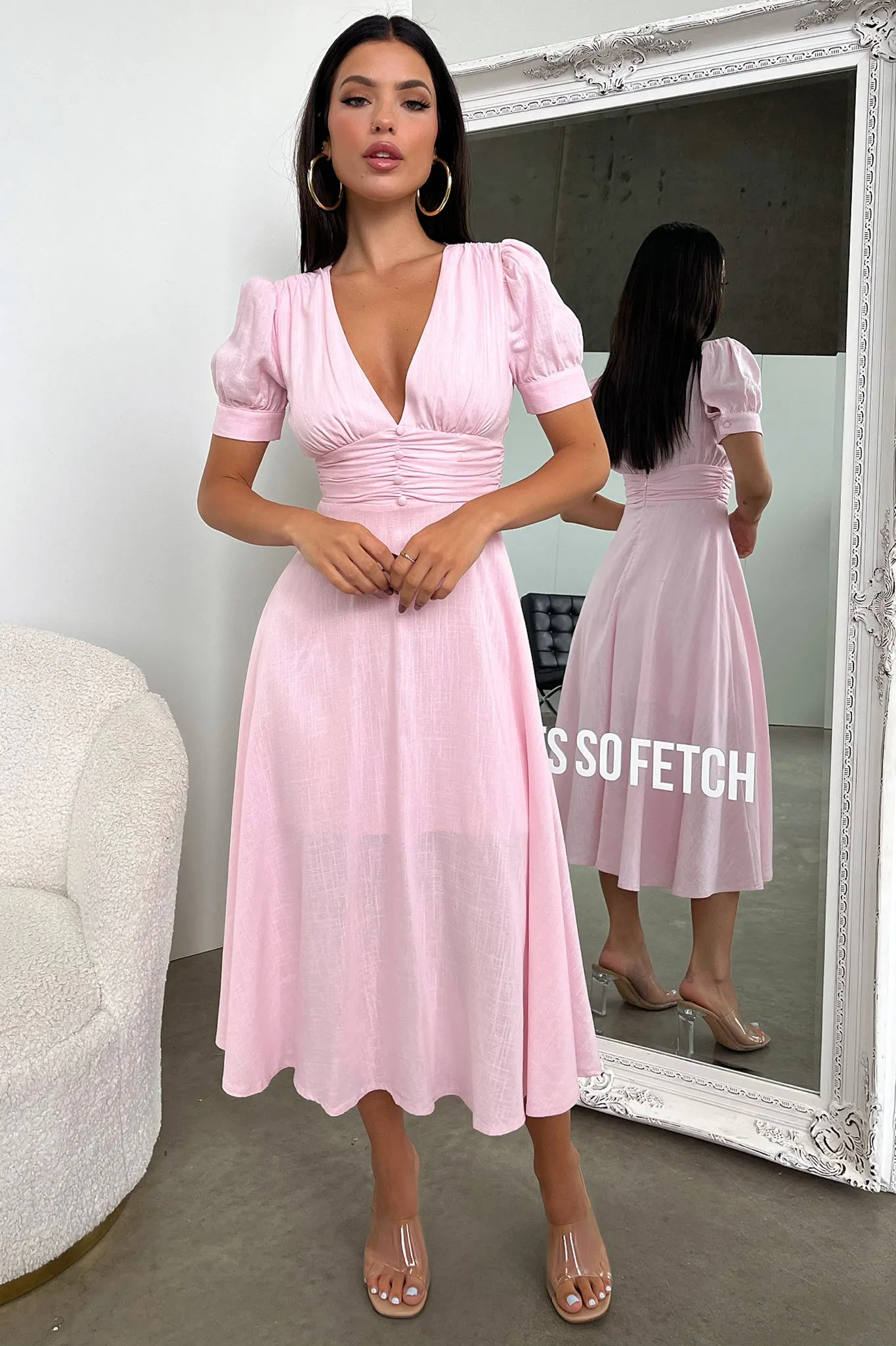 Ariella Midi Dress - Baby Pink