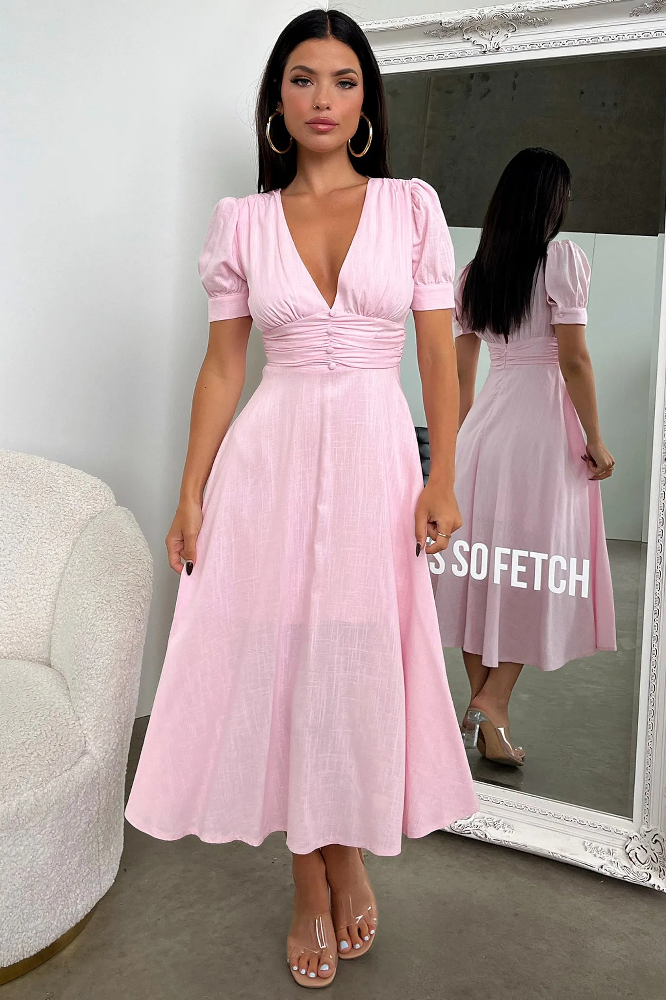 Ariella Midi Dress - Baby Pink