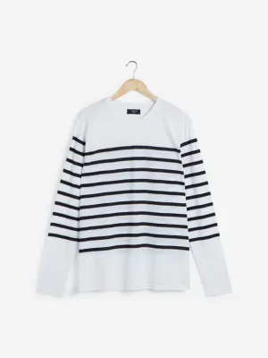 Ascot White Striped Relaxed Fit T-Shirt