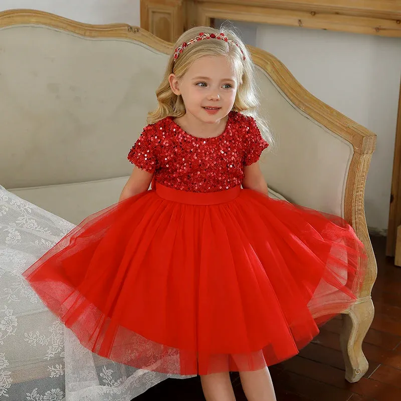 Baby Girl Sequin 4-10Y Birthday Party Dress