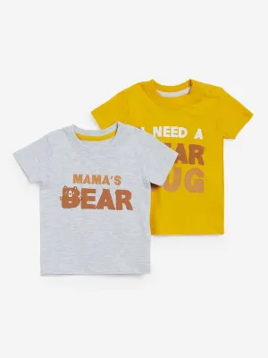 Baby HOP Mustard Printed T-Shirts Set of Two