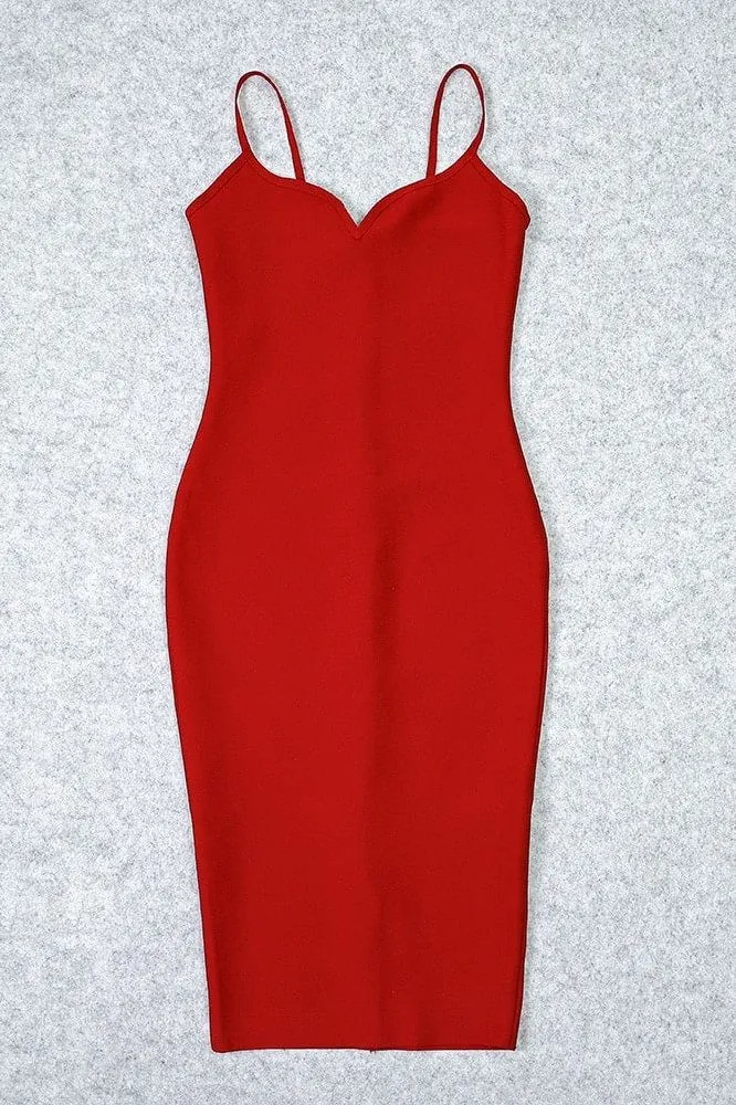 Blanche Bandage Midi Dress - Lipstick Red