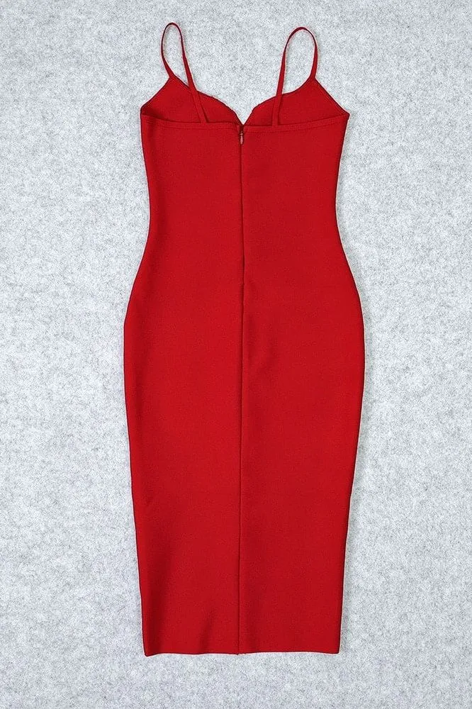 Blanche Bandage Midi Dress - Lipstick Red