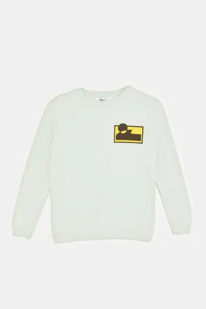 Boys Senior White Printed Sweatshirt