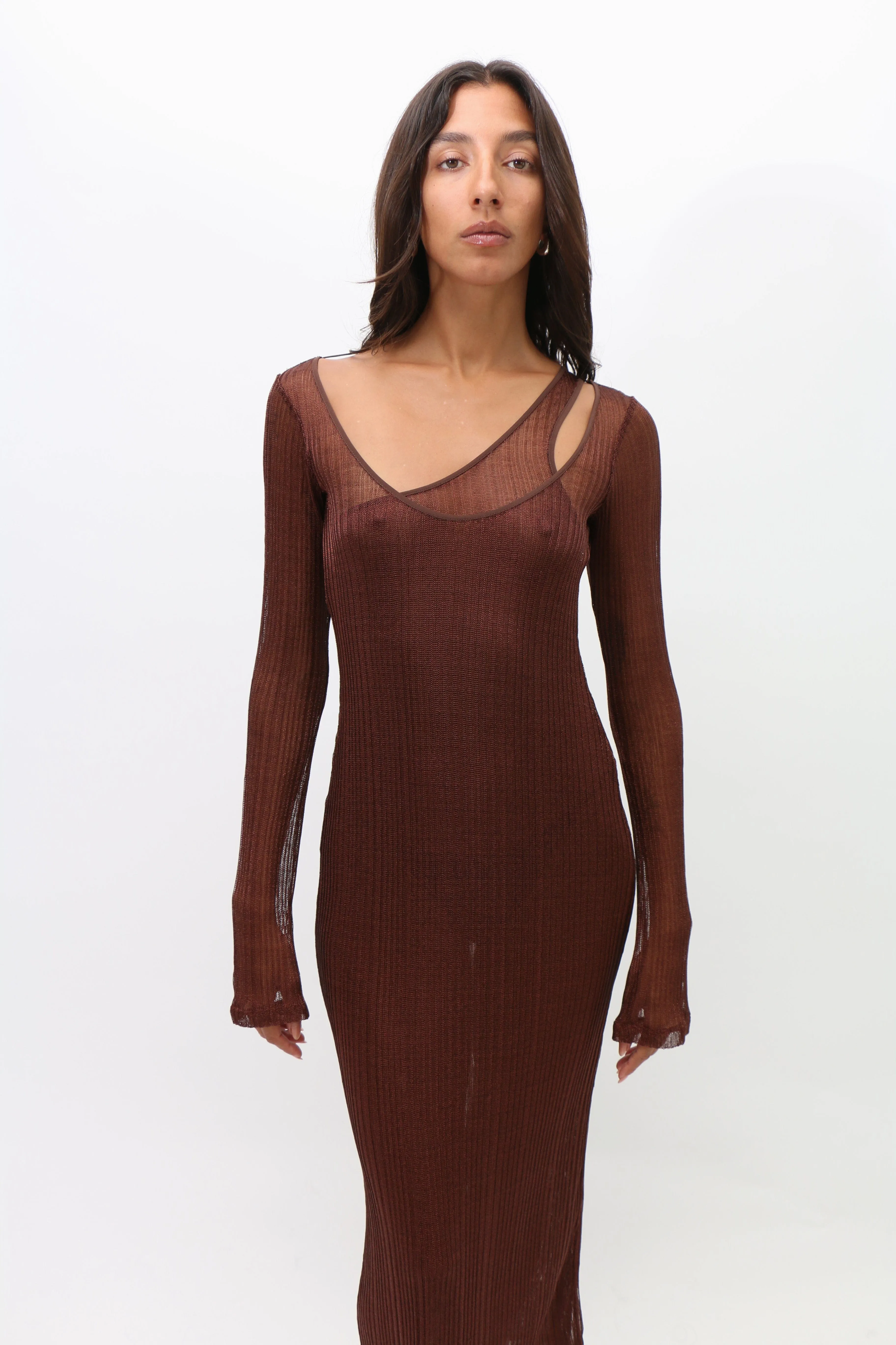 Bronze Double Layer Maxi Dress