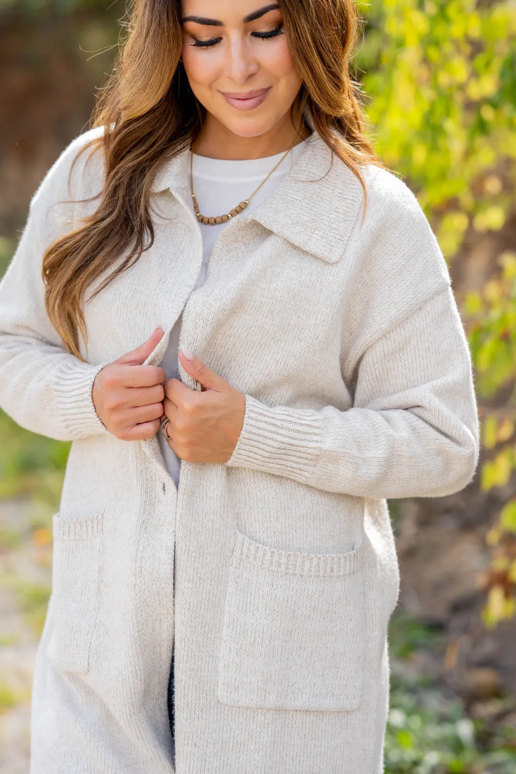 Button Accented Knit Duster