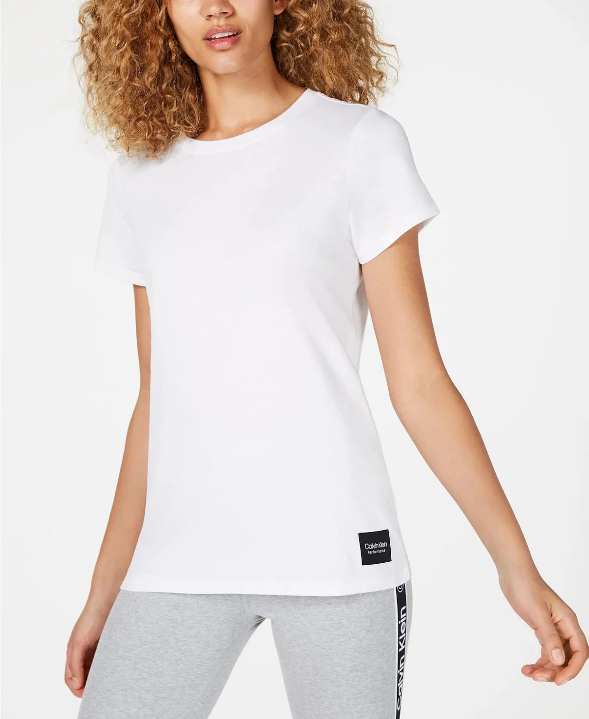 Calvin Klein Performance Women's Crew-Neck Logo T-Shirt, White, XL