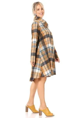 Chelsea Plaid Sweater Dress in Mustard