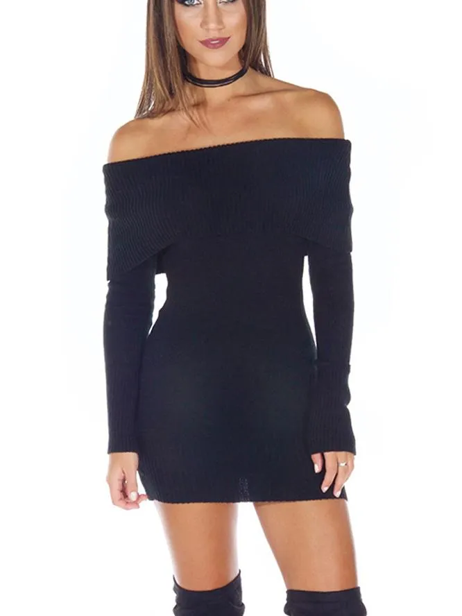 Chelsea Ribbed Knit Bodycon Sweater Dress