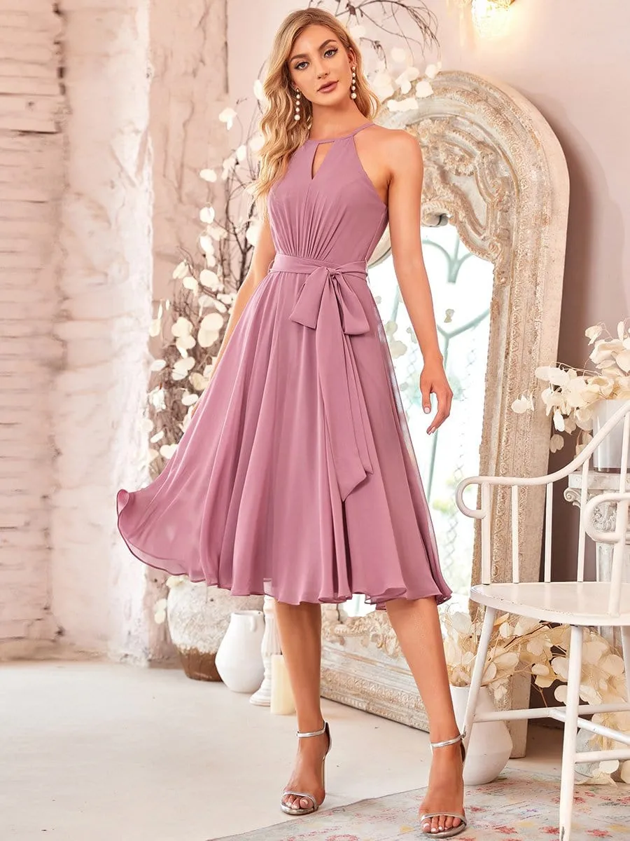 Chic Cut-Out Design Halter Neckline Bridesmaid Dresses