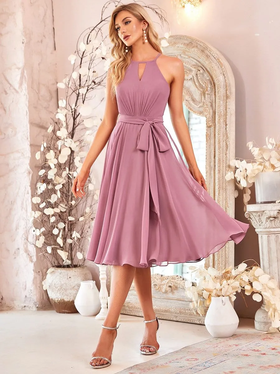 Chic Cut-Out Design Halter Neckline Bridesmaid Dresses