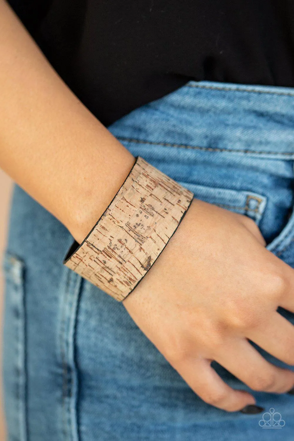 Cork Couture Brown Cuff Bracelet - Paparazzi Accessories