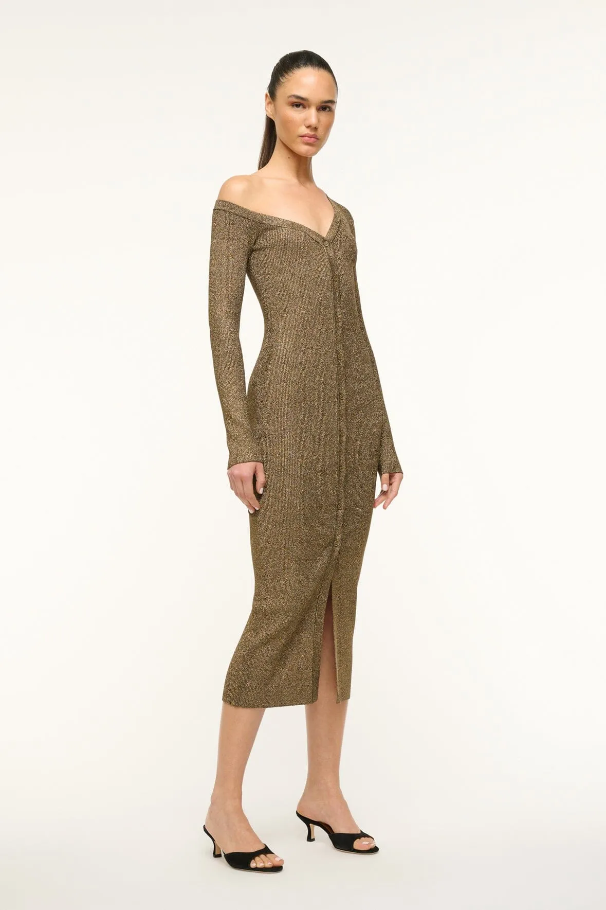 CRAFTSMAN SWEATER DRESS | METALLIC GOLD