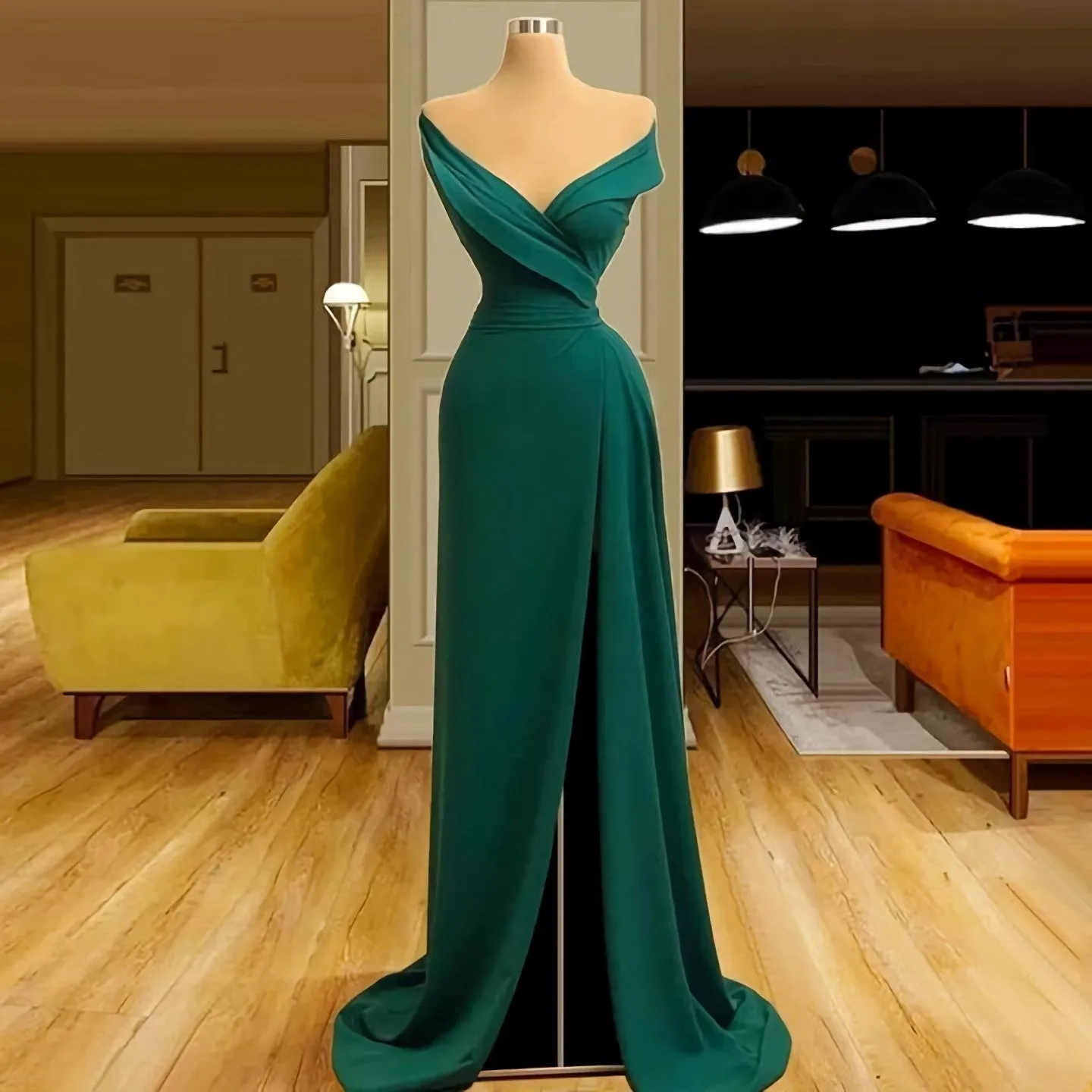 Dark Green Evening Dresses Mermaid Long Fairy Prom Dresses