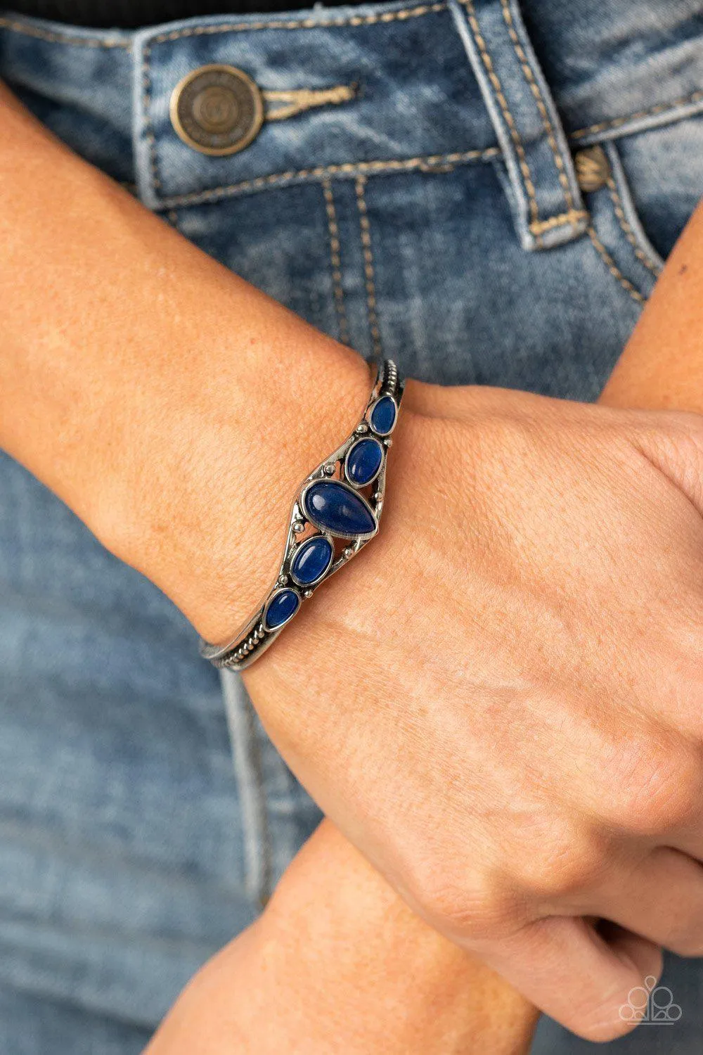 Dream Beam Blue Stone Cuff Bracelet - Paparazzi Accessories