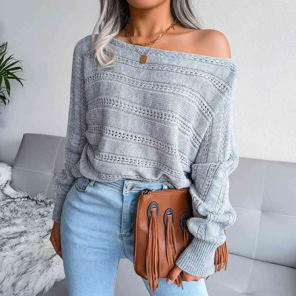 Explore More Collection - Boat Neck Dolman Sleeve Ribbed Trim Sweater