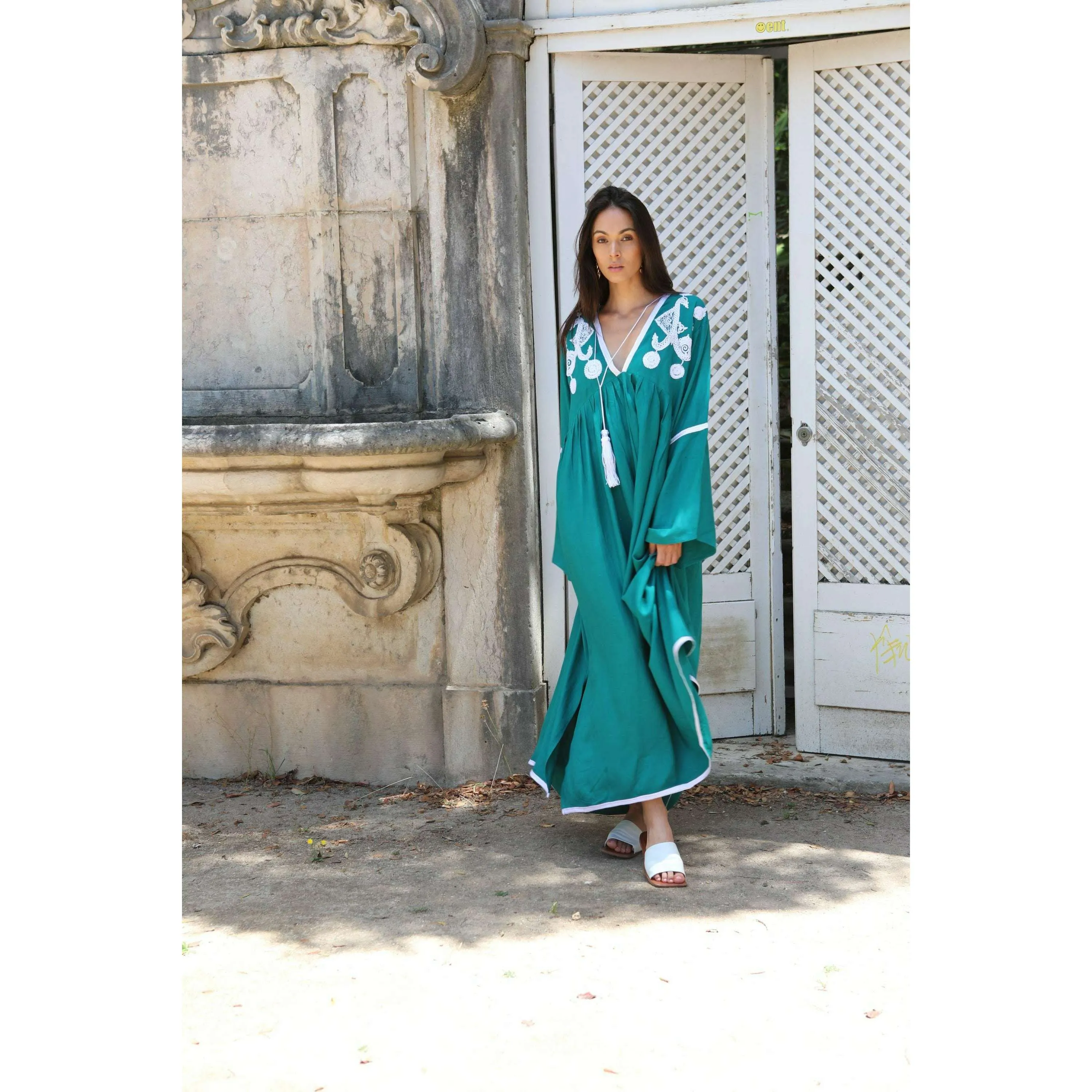 Green Caftan Kaftan Noor Maxi Dress-Moroccan Resort & Lounge Kaftan