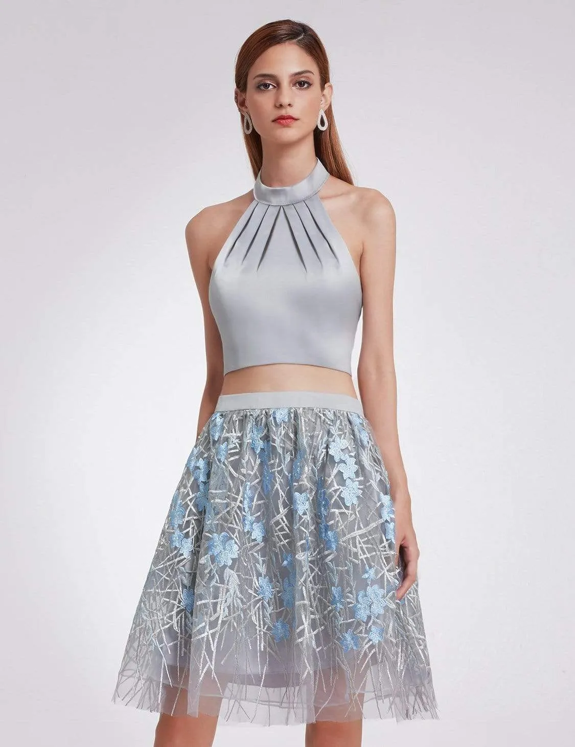 Halter Neck Crop Top and Skirt Set