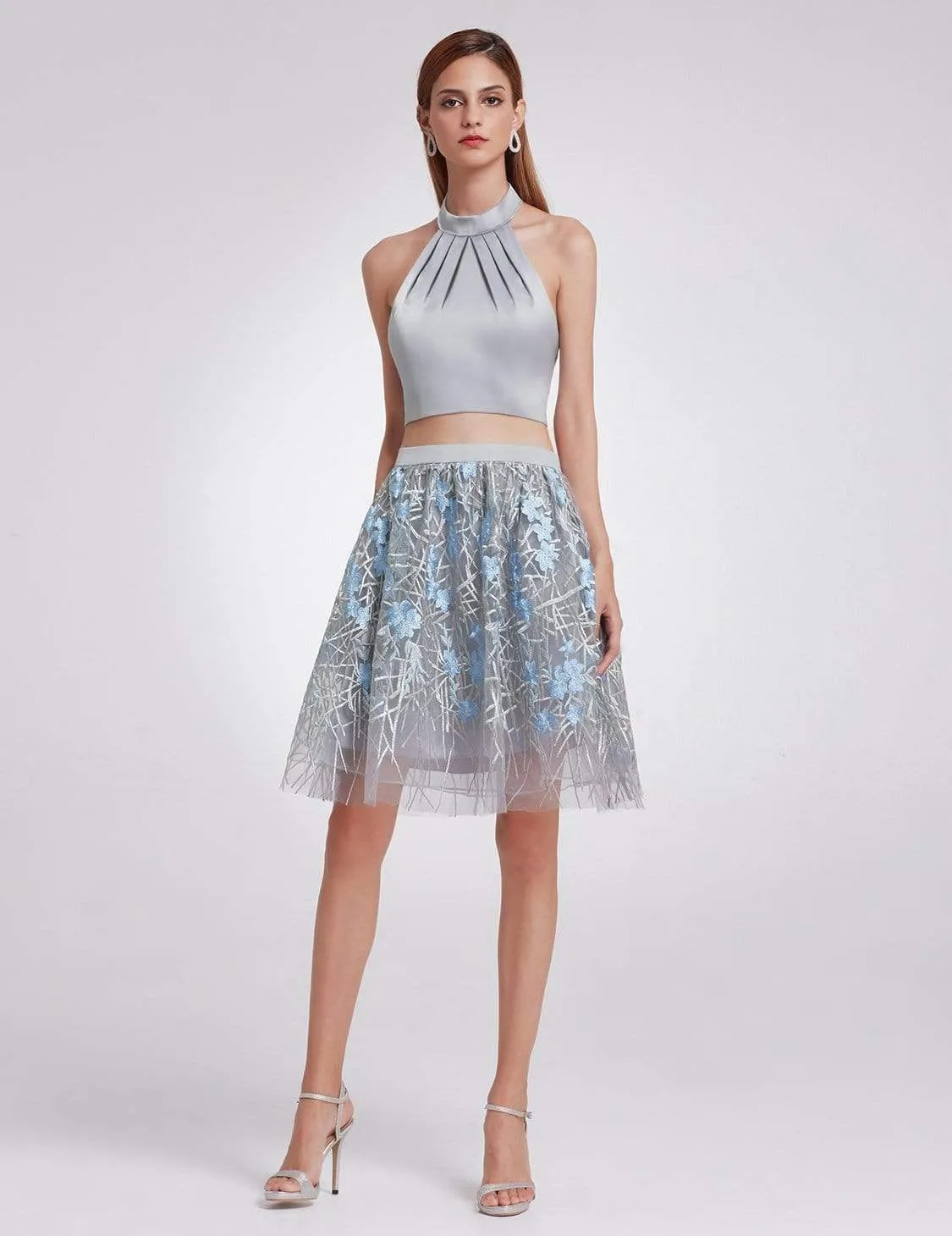 Halter Neck Crop Top and Skirt Set