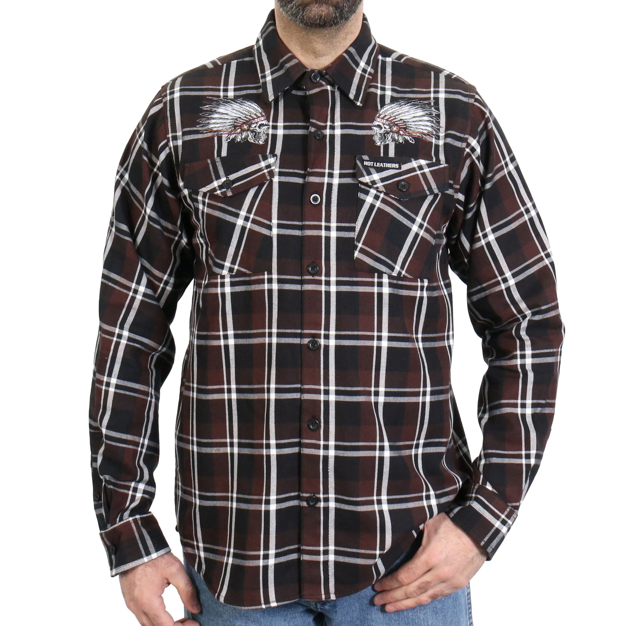 Hot Leathers FLM2109 Men's 'Headdress' Flannel Long Sleeve Shirt