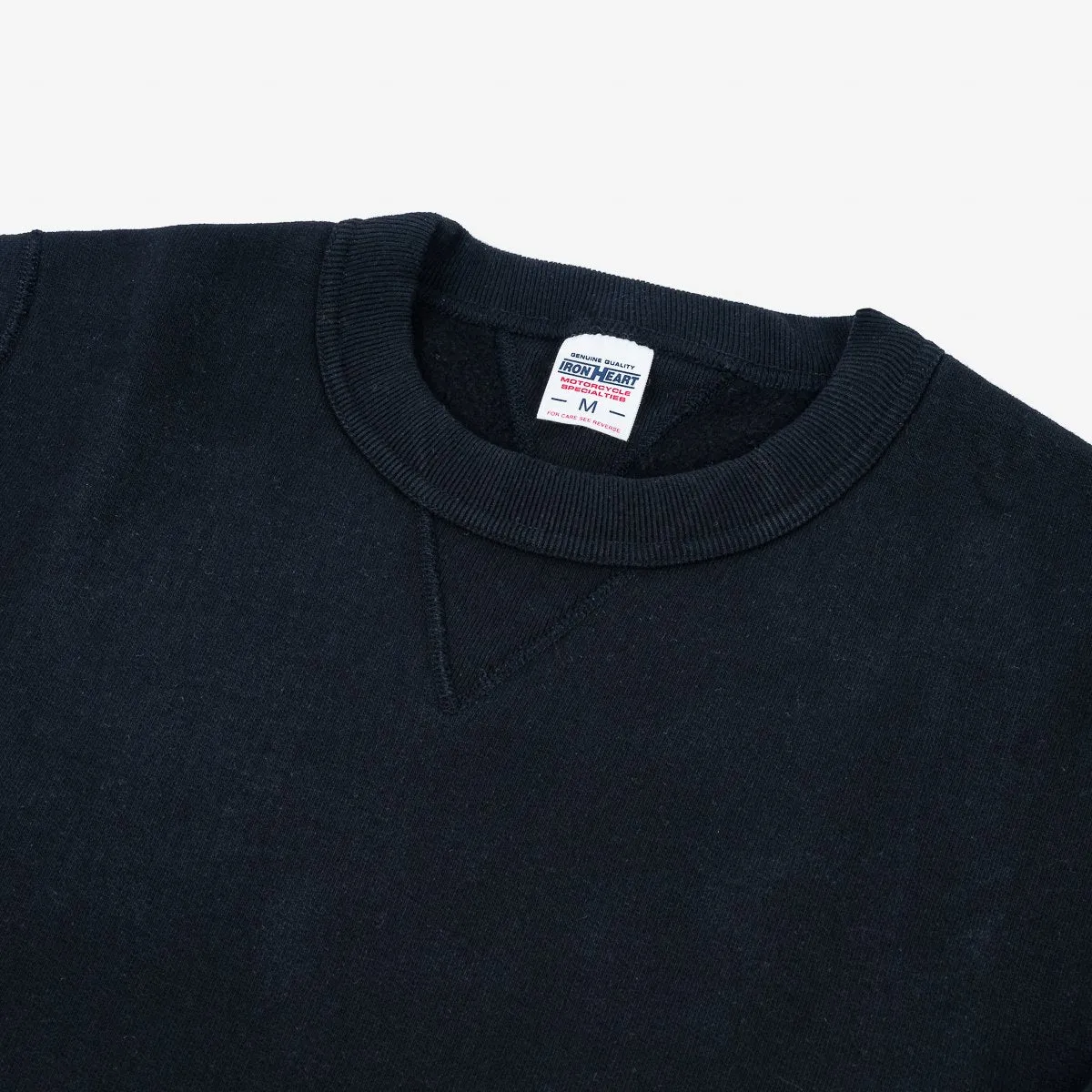 Iron Heart IHSW-69L-BLK 14oz Ultra Heavyweight Loopwheel Cotton Crew Neck Sweat - Black