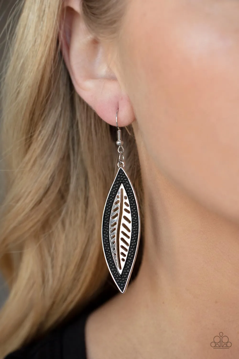 Leather Lagoon - Black Earring