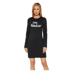 Love Moschino Chic Embossed Logo Cotton Blend Dress