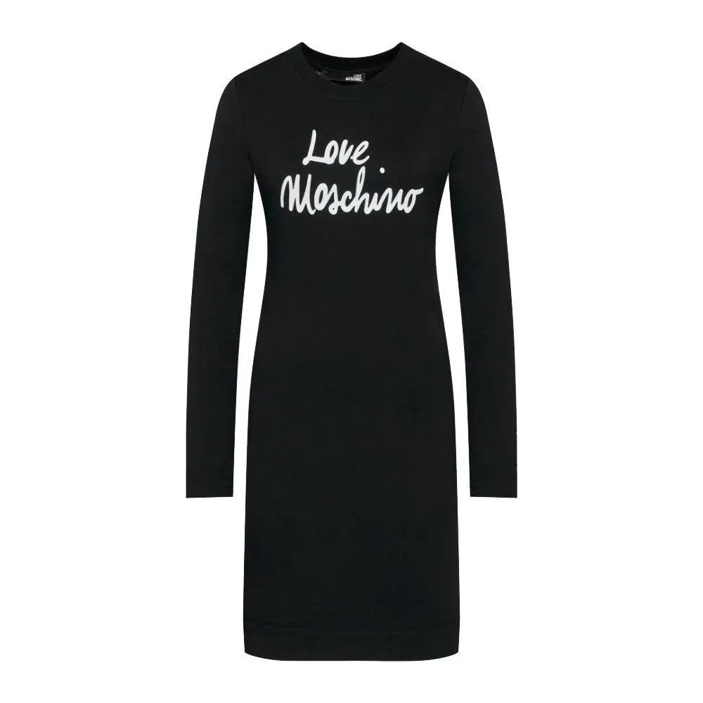 Love Moschino Chic Embossed Logo Cotton Blend Dress