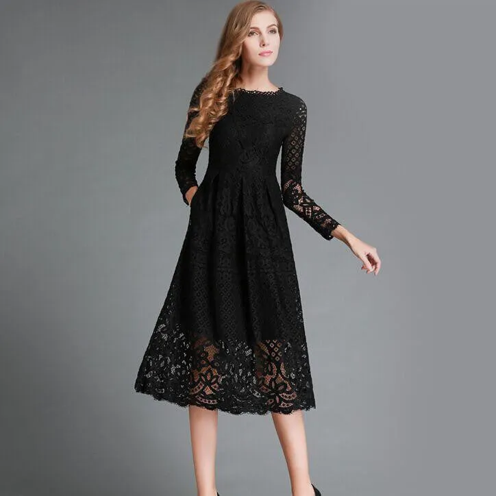 "Black Or White" Elegant Lace Dress