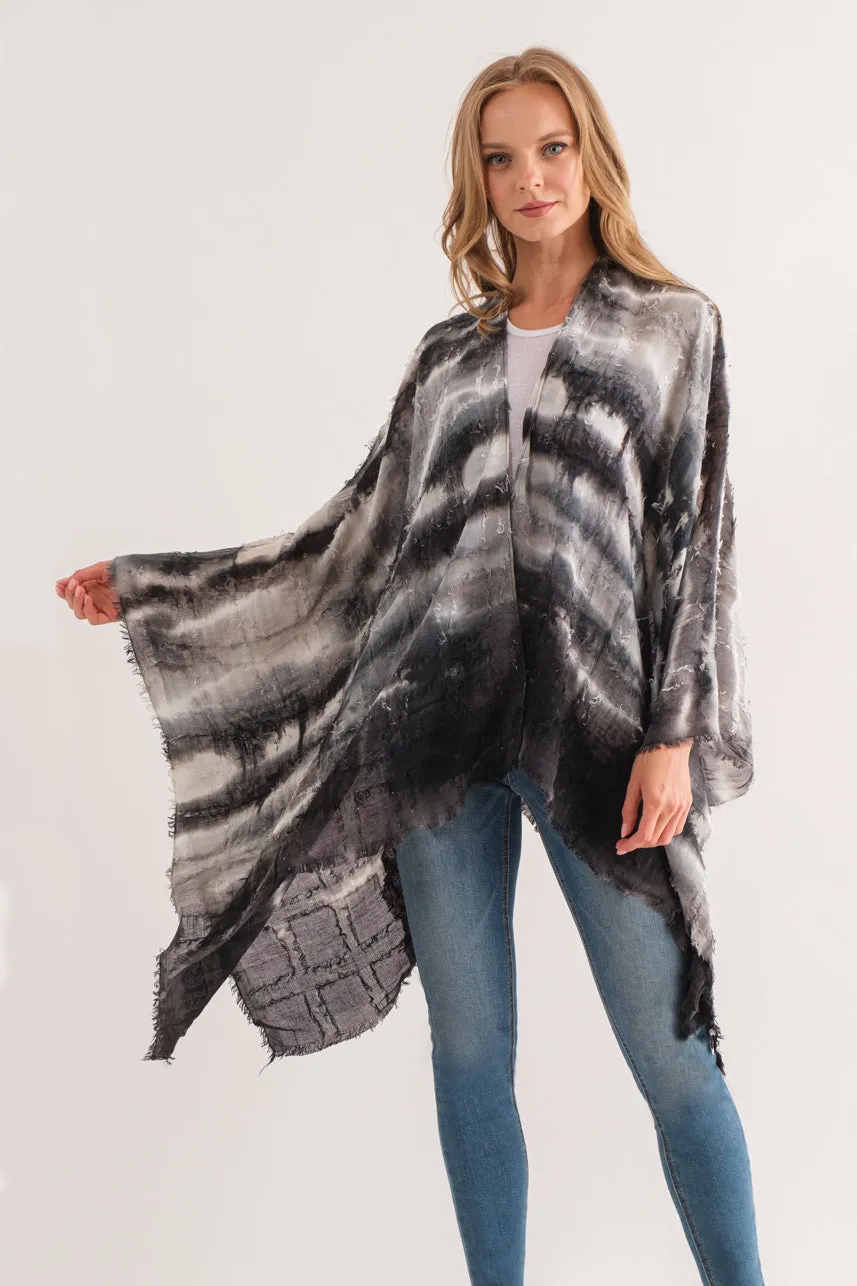 RAJ ARIANA CHARCOAL TIE DYE KIMONO