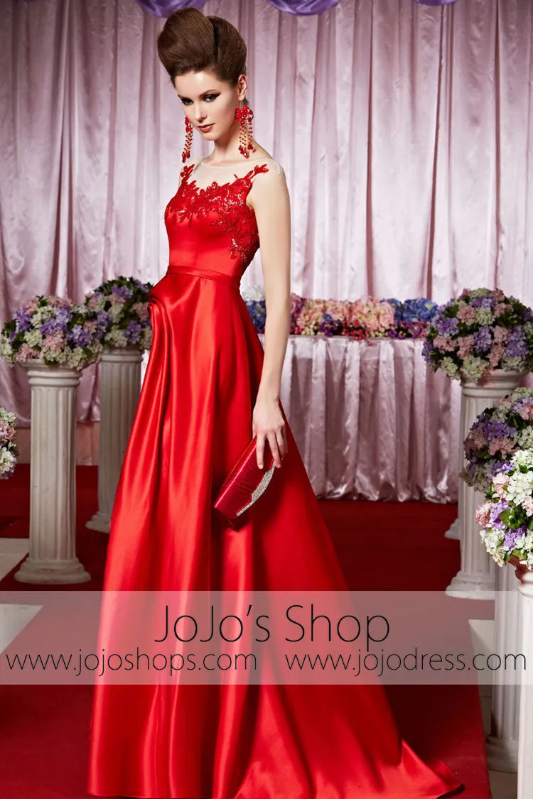 Red Modest Round Neck Glamarous Elegant Prom Formal Evening Dress CX830395