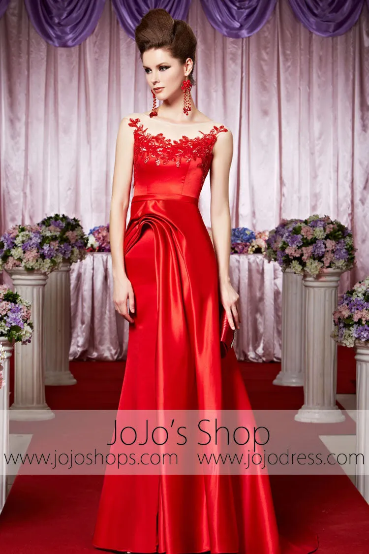 Red Modest Round Neck Glamarous Elegant Prom Formal Evening Dress CX830395