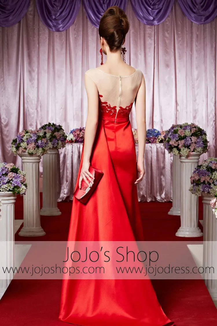 Red Modest Round Neck Glamarous Elegant Prom Formal Evening Dress CX830395