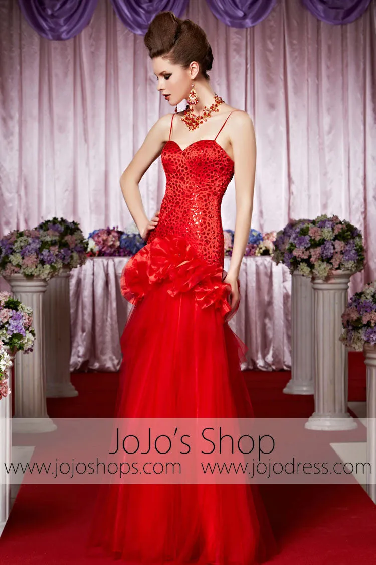 Red Sweetheart Tulle Long Elegant Prom Formal Evening Dress CX830503