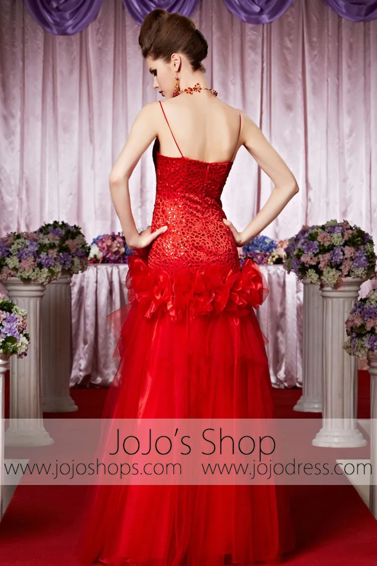 Red Sweetheart Tulle Long Elegant Prom Formal Evening Dress CX830503