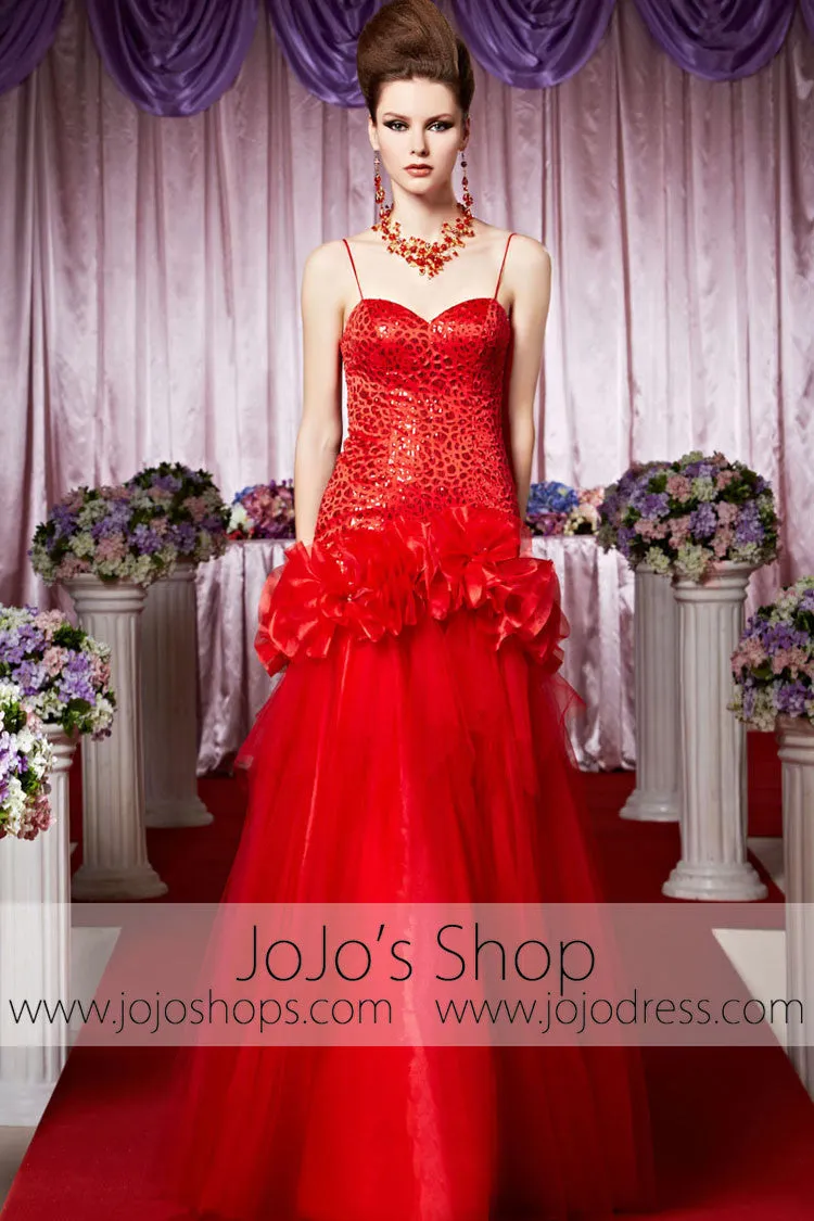 Red Sweetheart Tulle Long Elegant Prom Formal Evening Dress CX830503