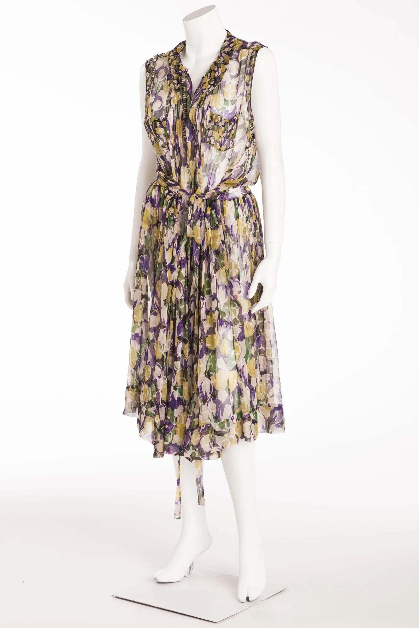 Roberto Cavalli - Sleeveless Purple, Green and Gold Multi Color Dress IT 42