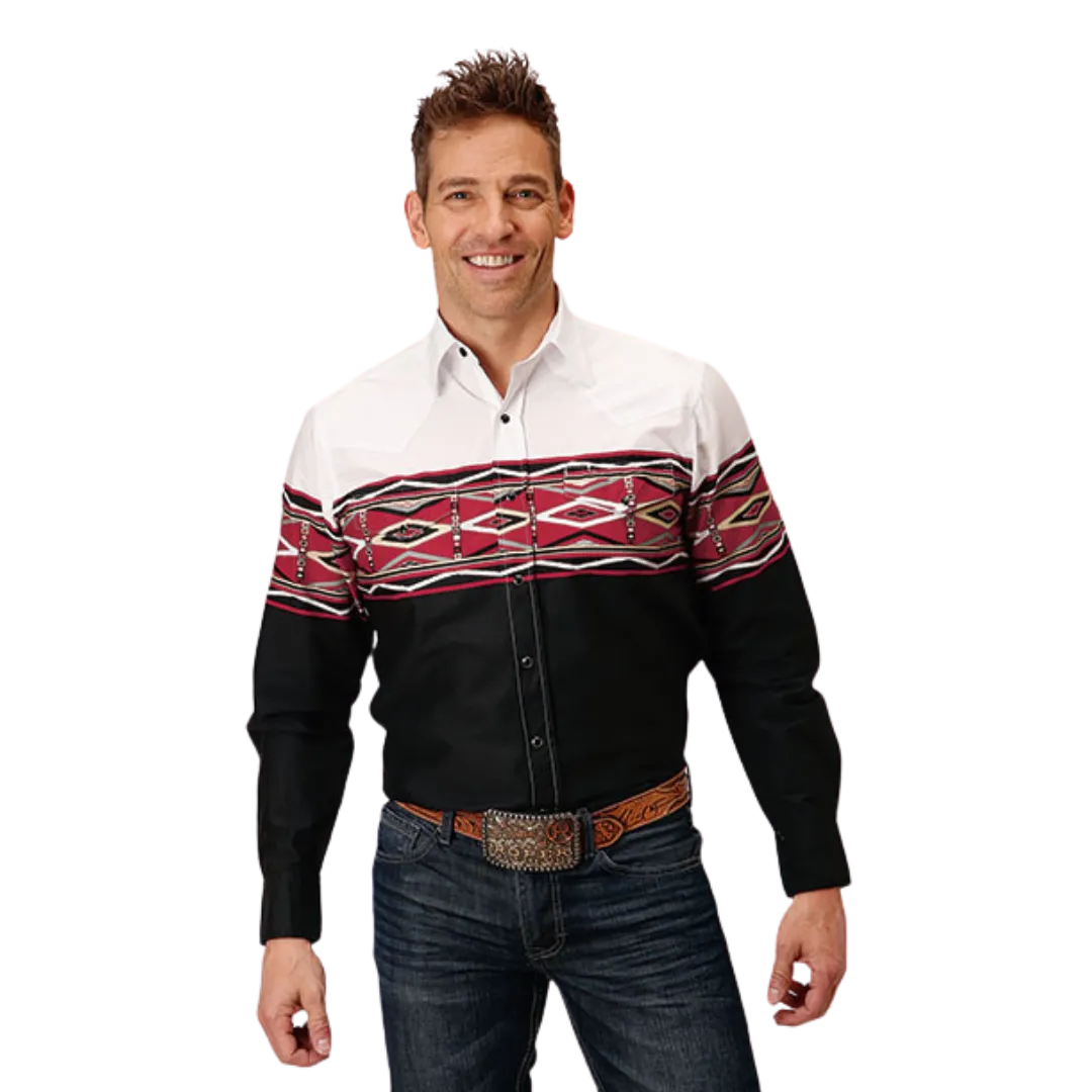 Roper Men's Tribal Border Black Shirt