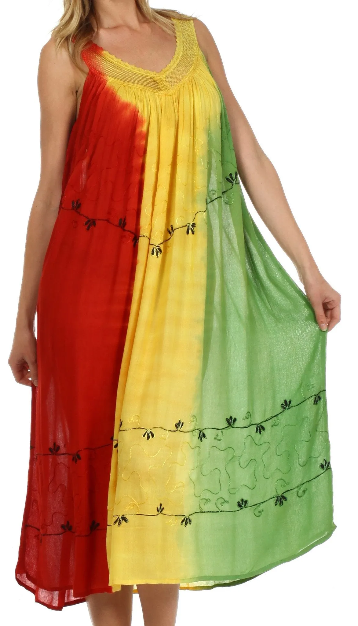 Sakkas Breezy Tri-Color Caftan Dress / Cover Up