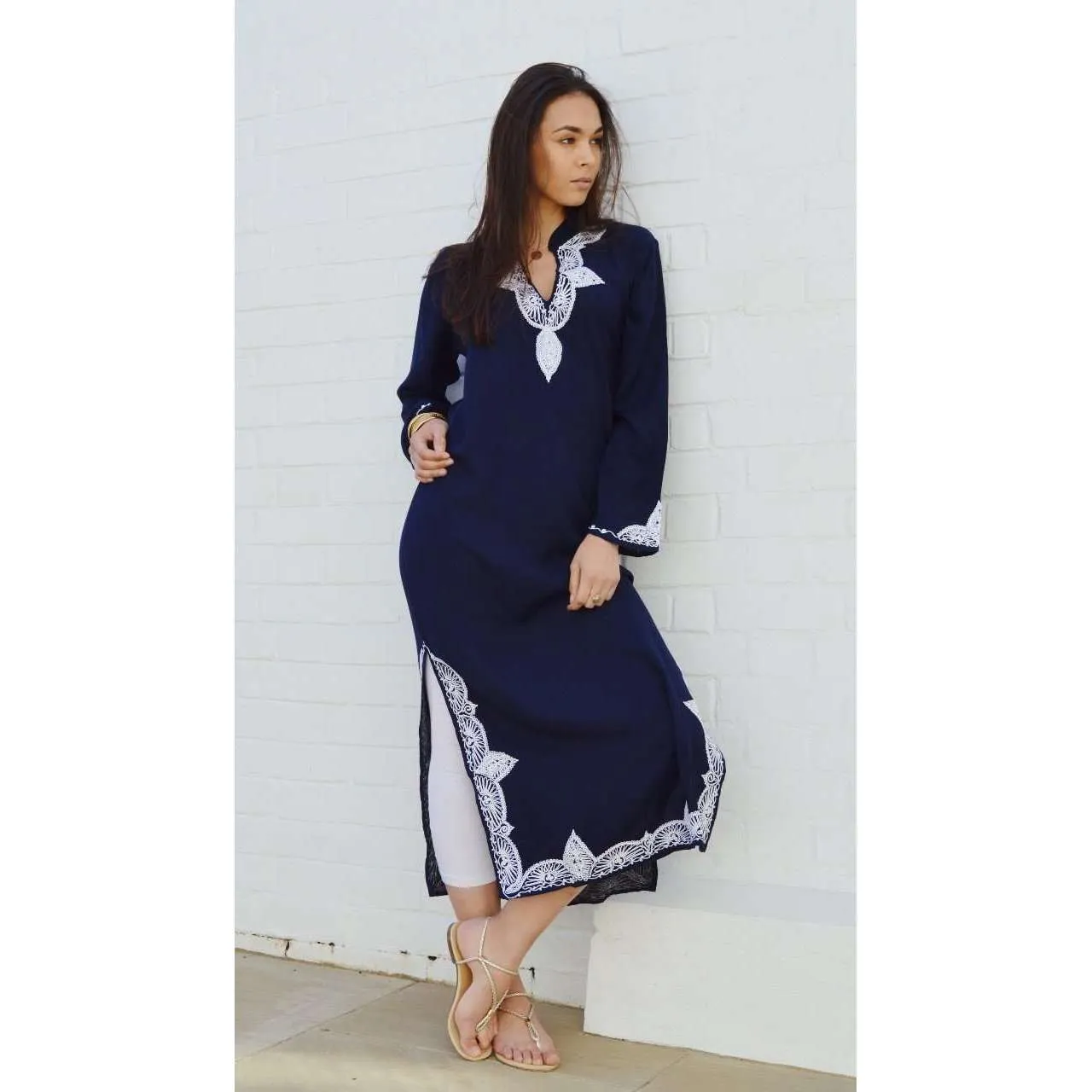 Salma Style Navy Blue Lounge Resort Moroccan Kaftan