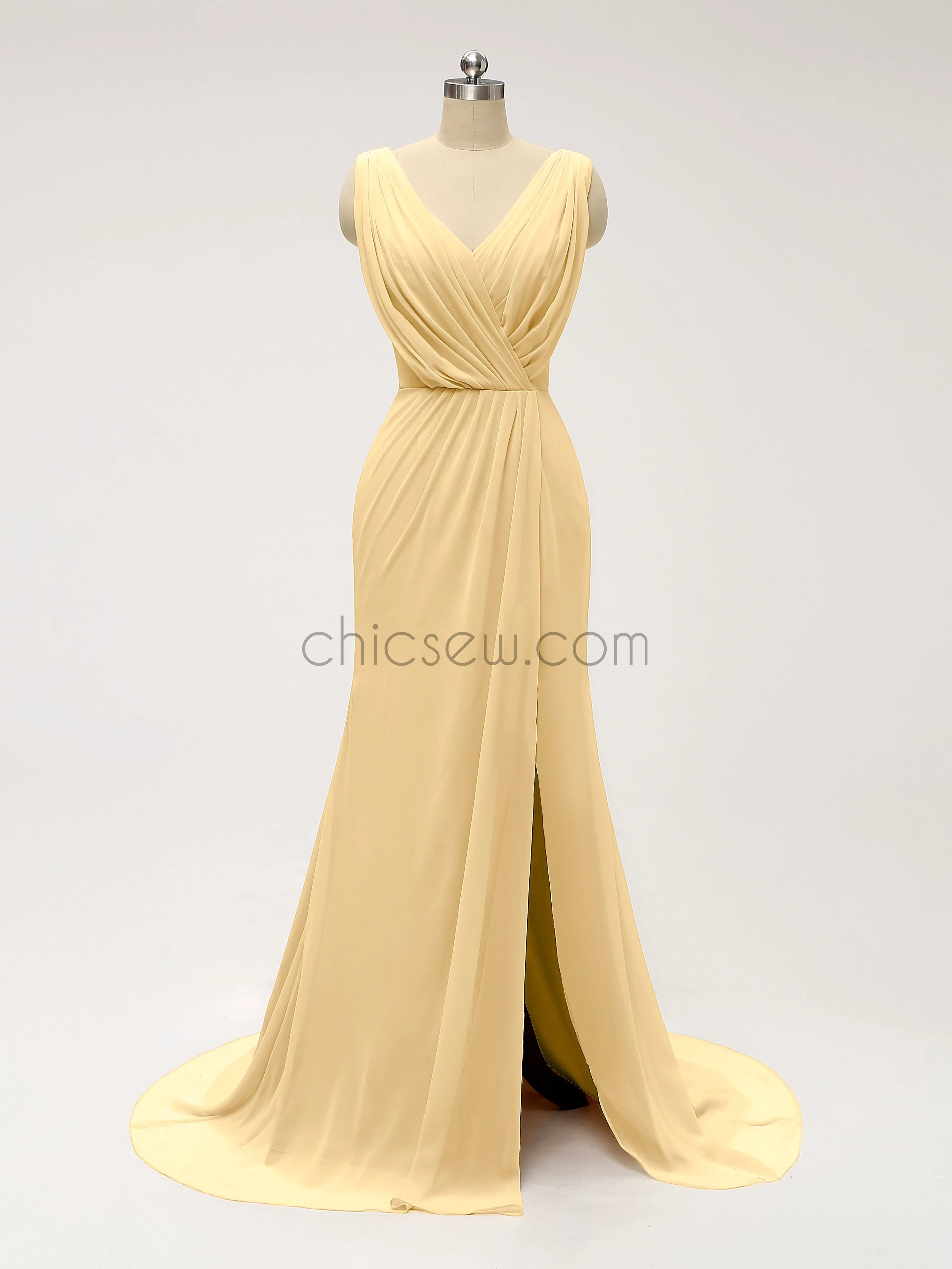 Side Slit Chiffon Cheap Bridesmaid Dresses