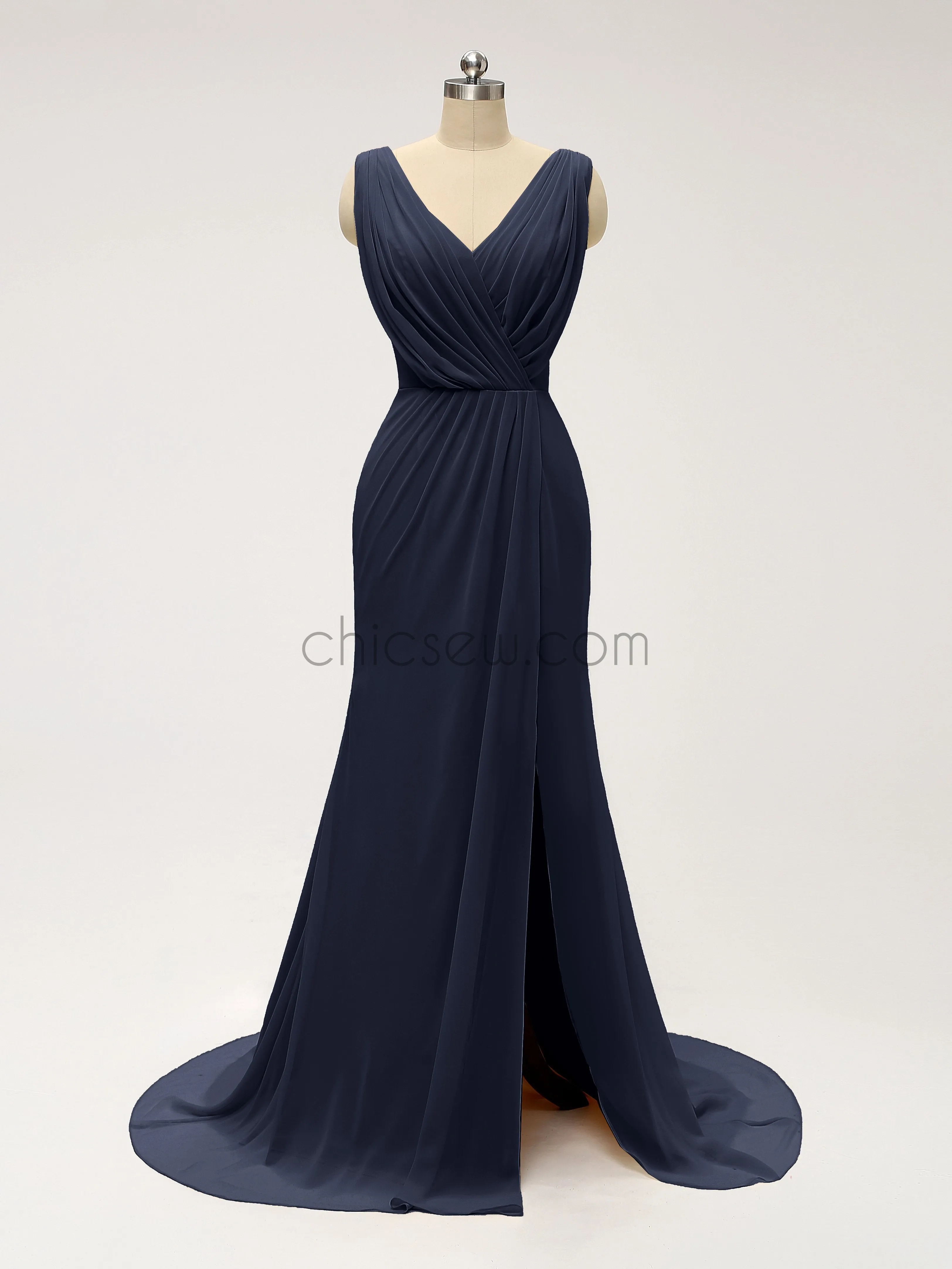 Side Slit Chiffon Cheap Bridesmaid Dresses