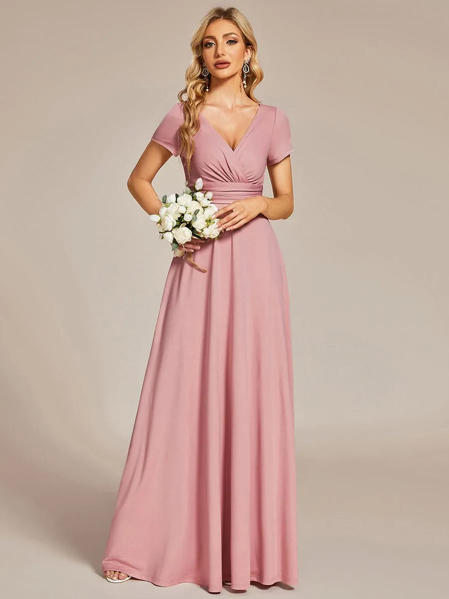 Simple Pleated Empire Waist A-Line Bridesmaid Dress