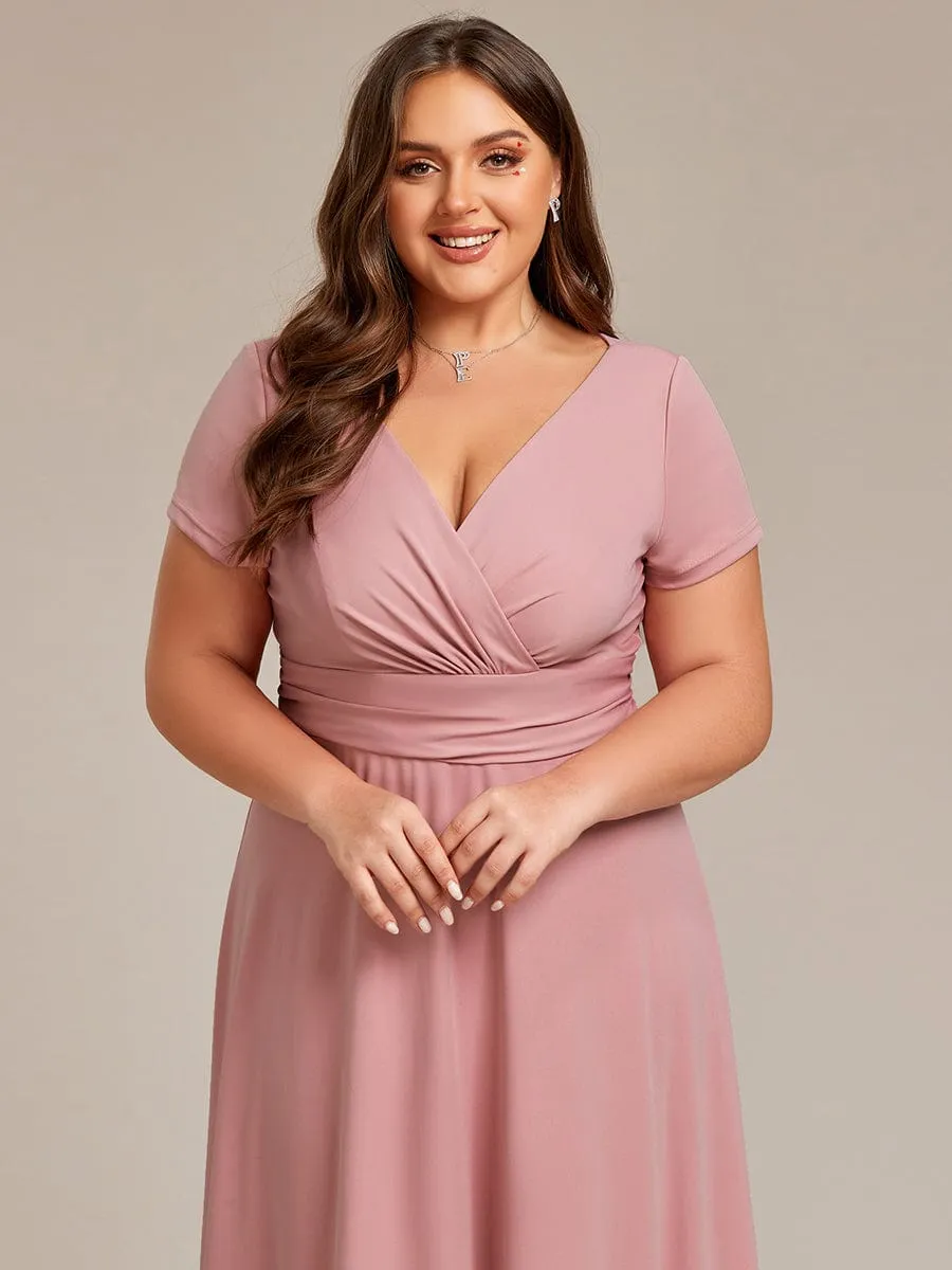 Simple Pleated Empire Waist A-Line Bridesmaid Dress