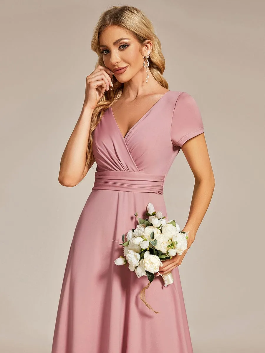 Simple Pleated Empire Waist A-Line Bridesmaid Dress